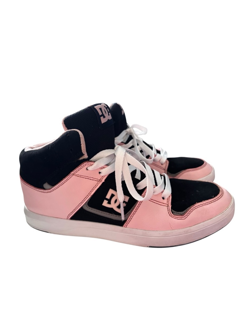 DC Shoes Cure Hi Top Women’s 9.5 Pink Black Leather Skate Sneakers Y2K